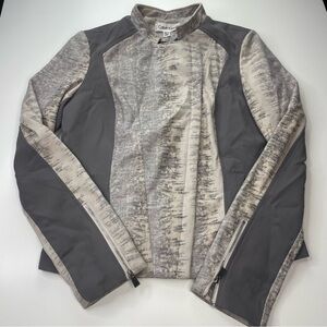 Calvin Klein Gray and Cream Snakeskin Pattern‎ Moto Womens Jacket XS